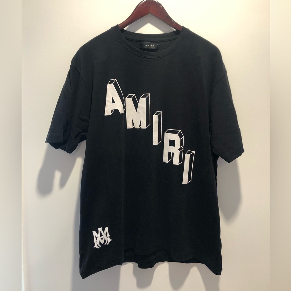 AMIRI Black Cotton Blend Tee with Subtle Tag Detail